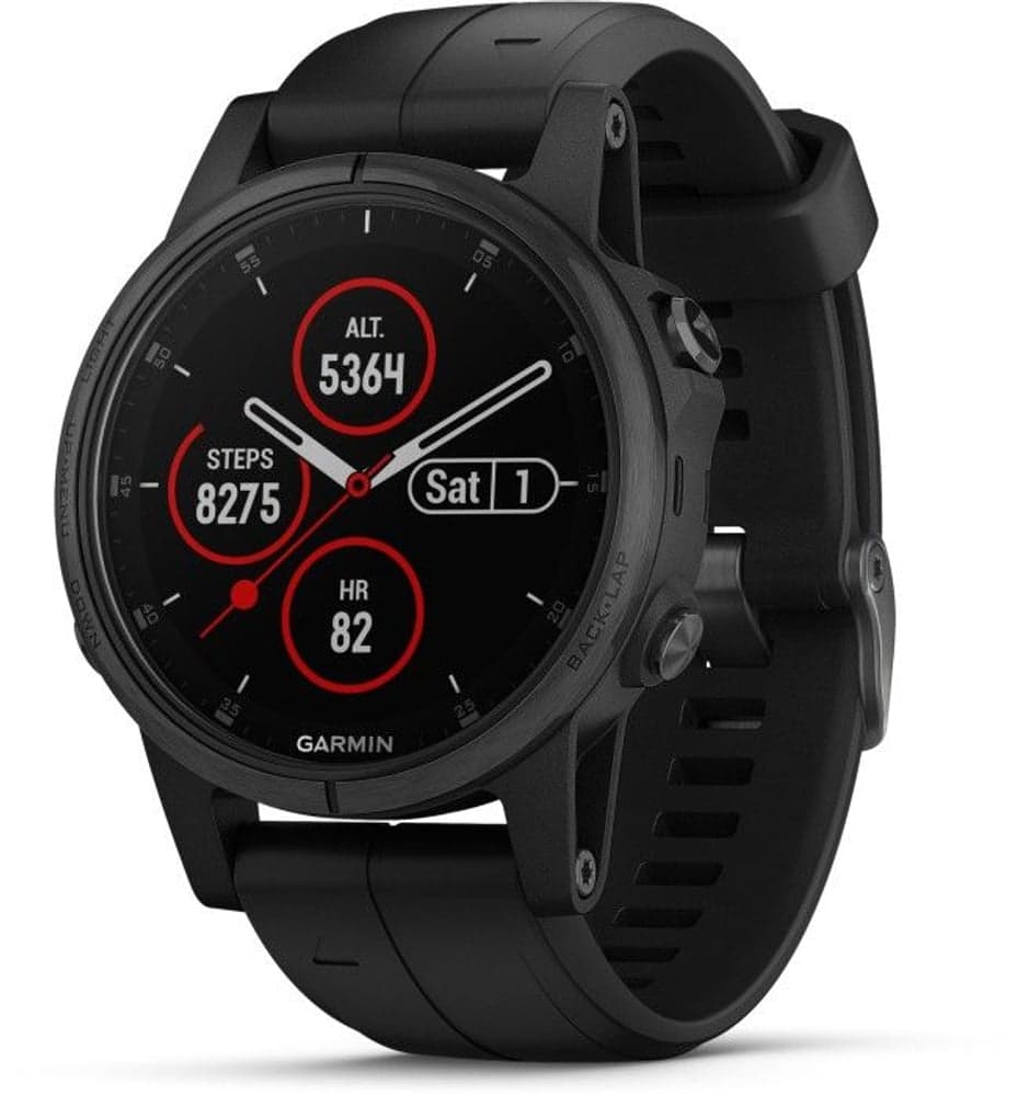 Fenix 5S Plus Sapphire -urheilukello, musta mustalla hihnalla, view: 0