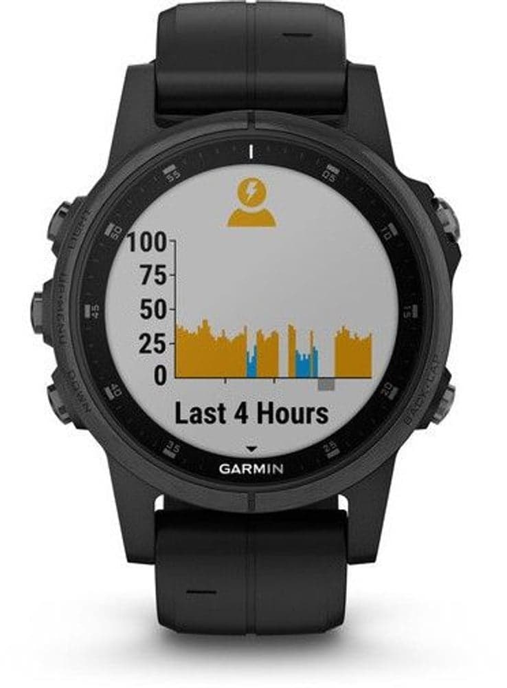Fenix 5S Plus Sapphire -urheilukello, musta mustalla hihnalla, view: 2