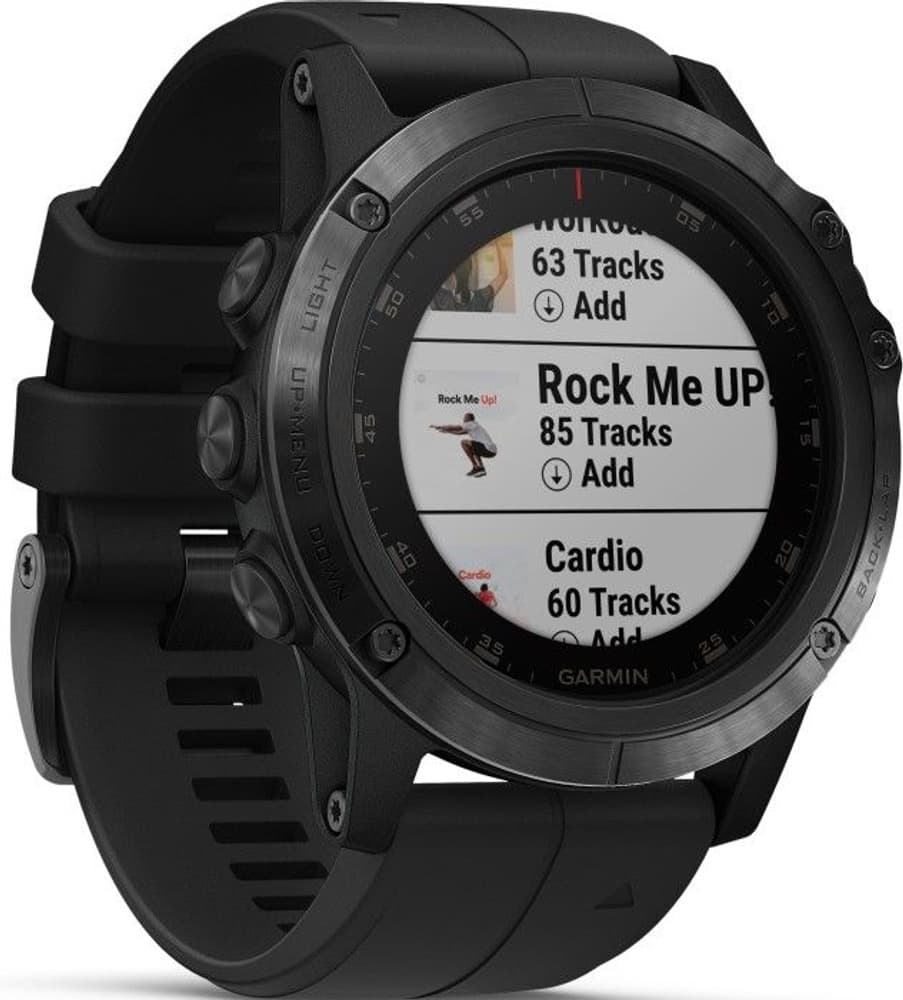 Fenix 5X Plus Sapphire -älykello, tummanharmaa mustalla hihnalla, view: 5