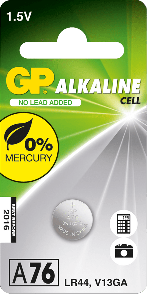 GP alkalinen nappiparisto 1,5V LR44, 1 kpl, view: 0