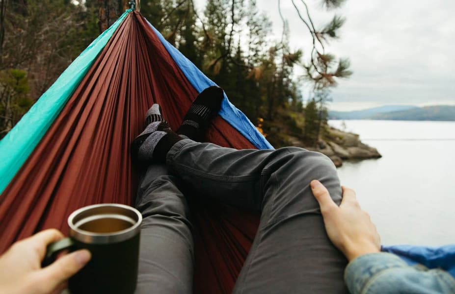 Eno DoubleNest Bluesign Print kahden hengen riippumatto, Tundra/Navy, view: 8