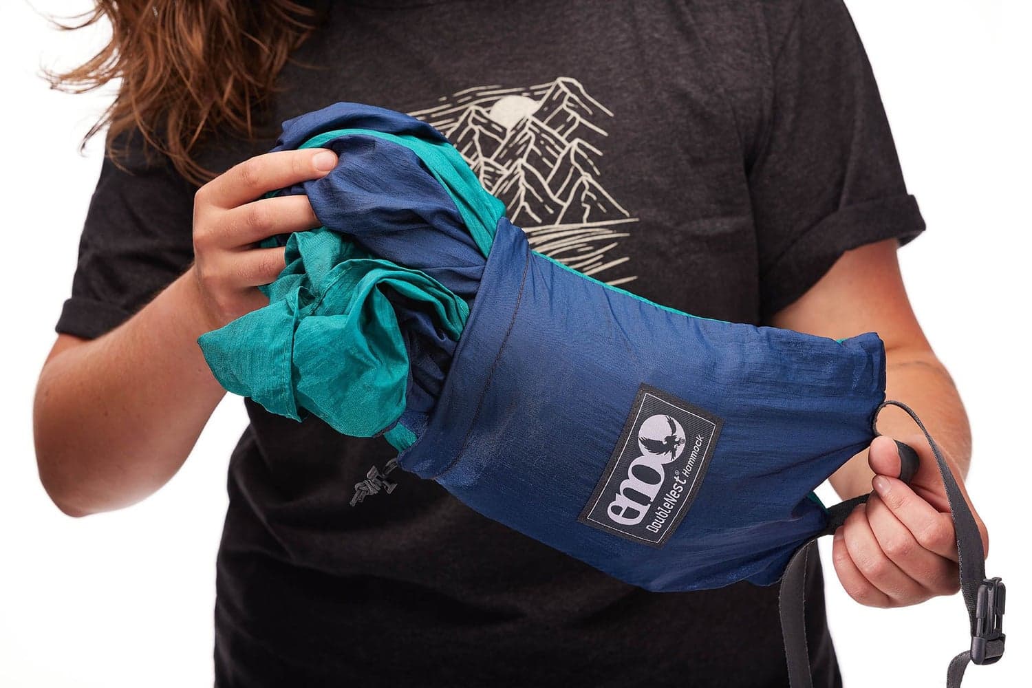 Eno DoubleNest Bluesign Print kahden hengen riippumatto, Tundra/Navy, view: 5