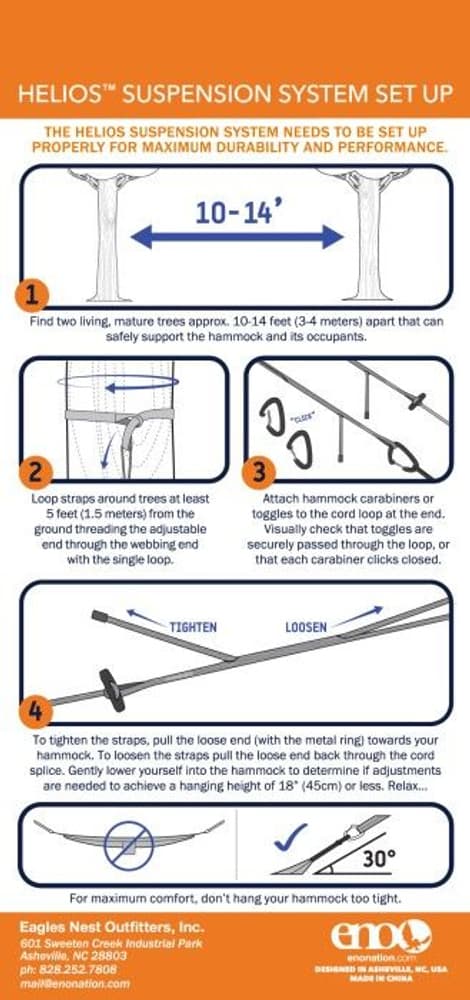 Eno Helios Ultralight Suspension System kiinnitysjärjestelmä riippumatolle, harmaa, 2,46 m, view: 2