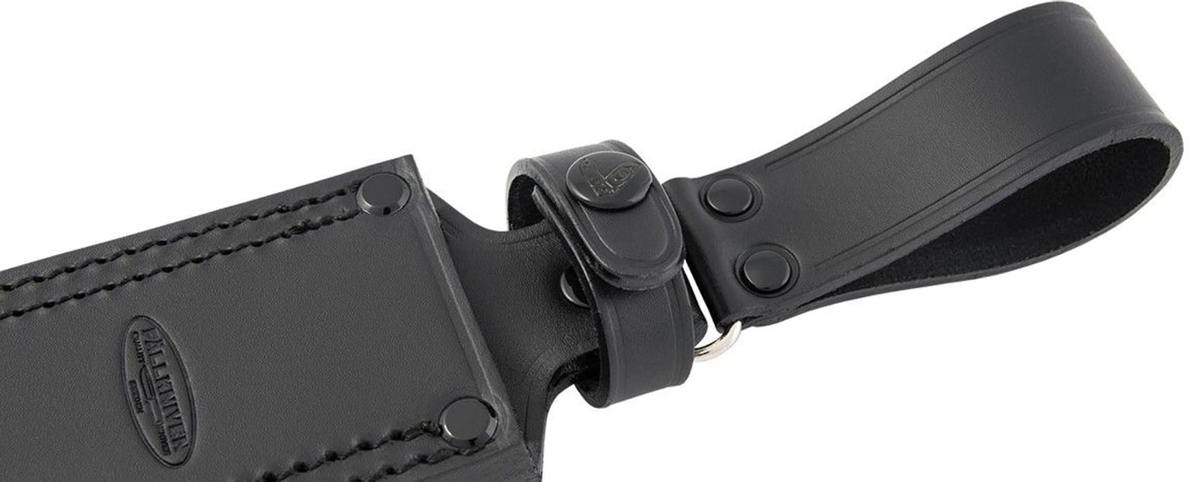 Matalalla roikkuva nahkatuppi A1-puukolle, view: 2