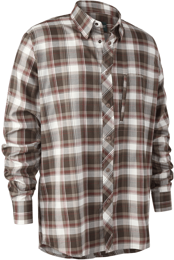 Silas Shirt kauluspaita, ruskea/punainen, view: 0