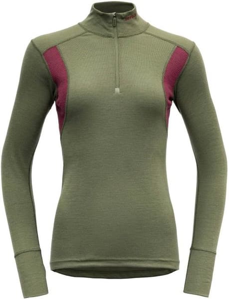 Hiking Half Zip Neck naisten merinopaita, vihreä/viininpunainen, view: 0
