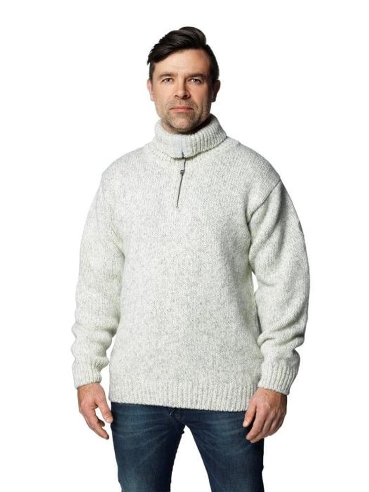 Nansen Sweater Zip Neck Grey Melange, view: 2