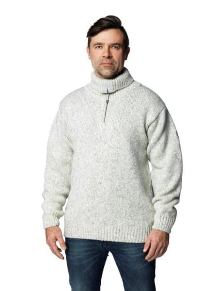 Nansen Sweater Zip Neck Grey Melange, view: 2