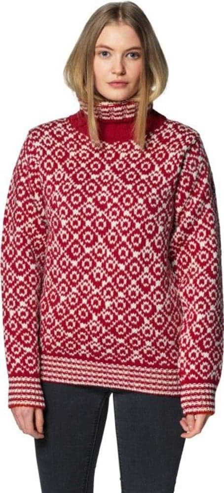 Svalbard Sweater High Neck Hindberry/Off White, view: 1