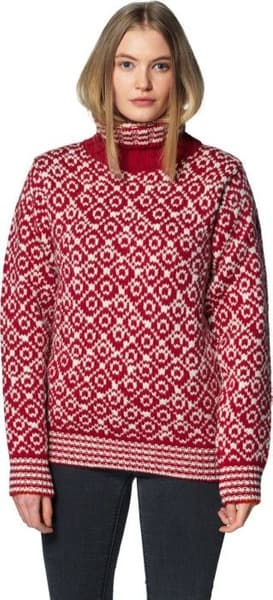 Svalbard Sweater High Neck Hindberry/Off White, view: 1