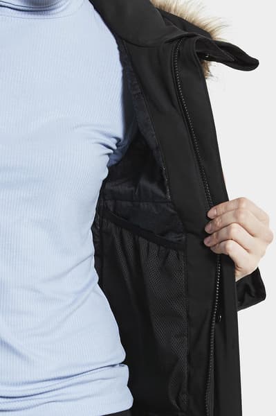 Erika Parka 3 naisten topattu parkatakki, musta, view: 6