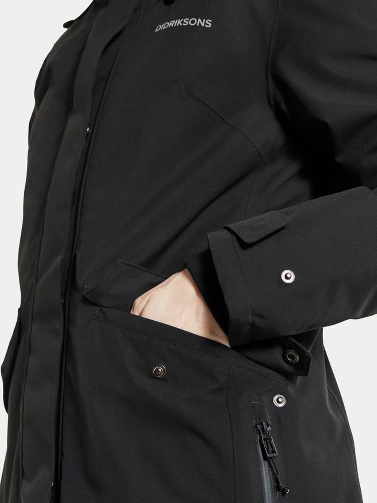 Erika Parka 3 naisten topattu parkatakki, musta, view: 5