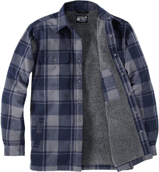 Flannel Sherpa Lined Shirt Jacket flanellipaita, sininen, view: 2