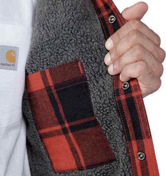 Flannel Sherpa-Lined Shirt Jacket flanellipaita, punainen, view: 3