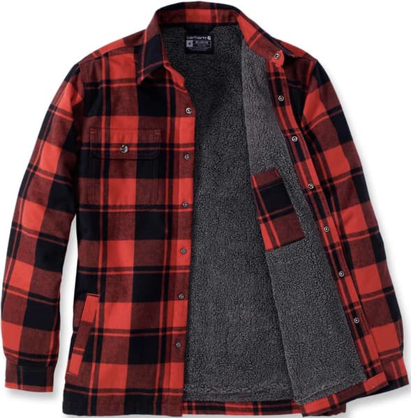 Flannel Sherpa-Lined Shirt Jacket flanellipaita, punainen, view: 1