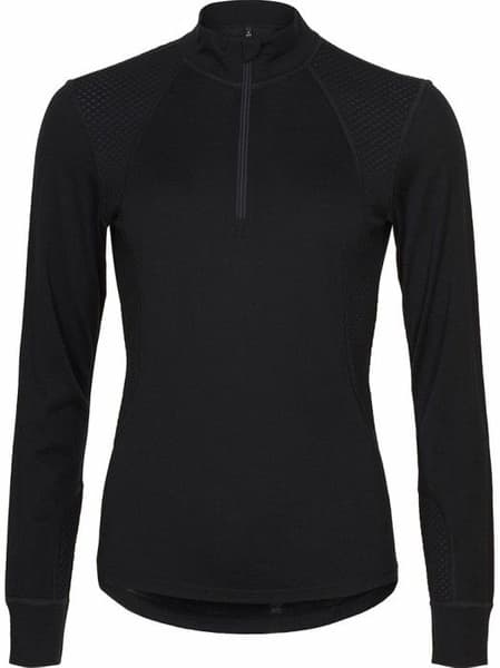 Madeleine Long Sleeve Halfzip naisten aluskerrastopaita, musta, view: 0