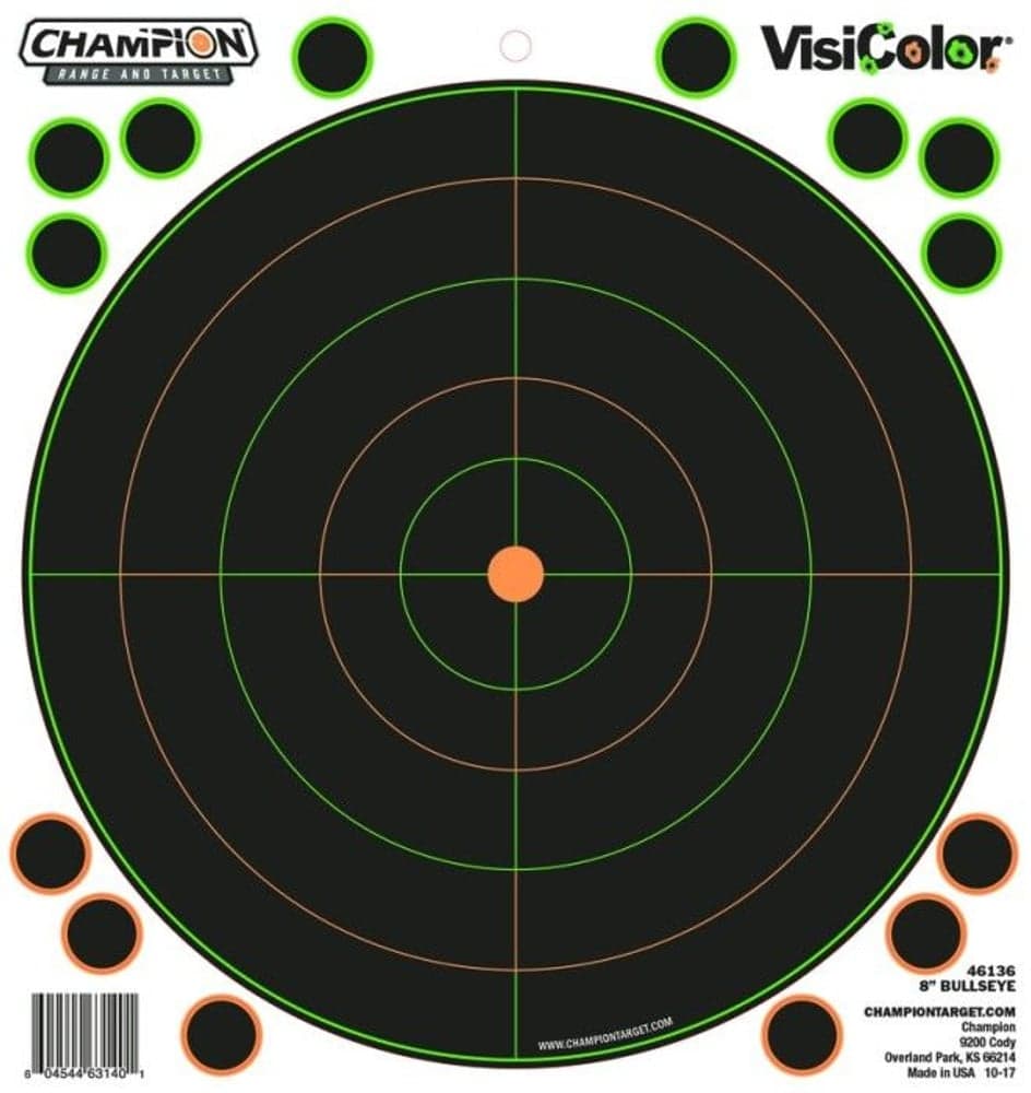 Champion VisiColor itsekiinnittyvät maalitaulut, 8 tuumaa Bulls Eye, 5-pakkaus, view: 0