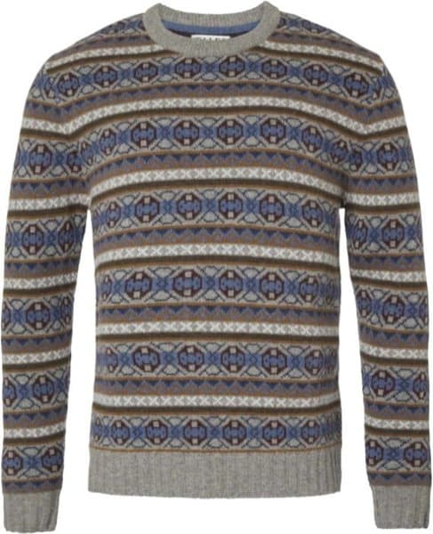 Moss Wool Sweater miesten neulepaita, Stone Grey Jaquard, view: 0