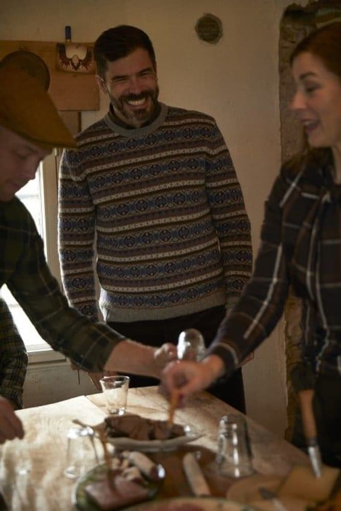 Moss Wool Sweater miesten neulepaita, Stone Grey Jaquard, view: 2