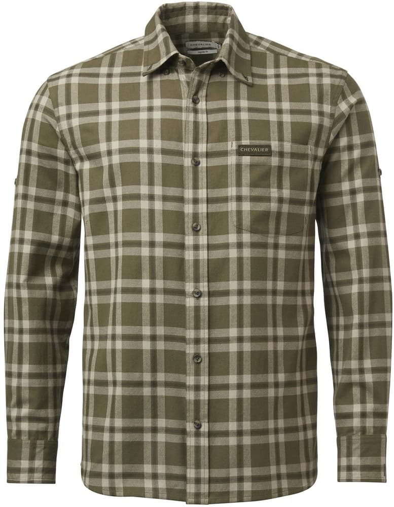 Teal Light Flannel Shirt flanellipaita, Olive Green Checked, view: 0