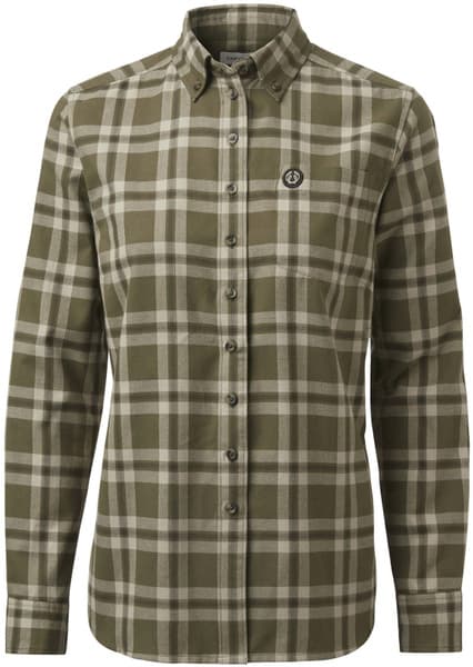 Teal Light Flannel Shirt naisten flanellipaita, Olive Green Checked, view: 0