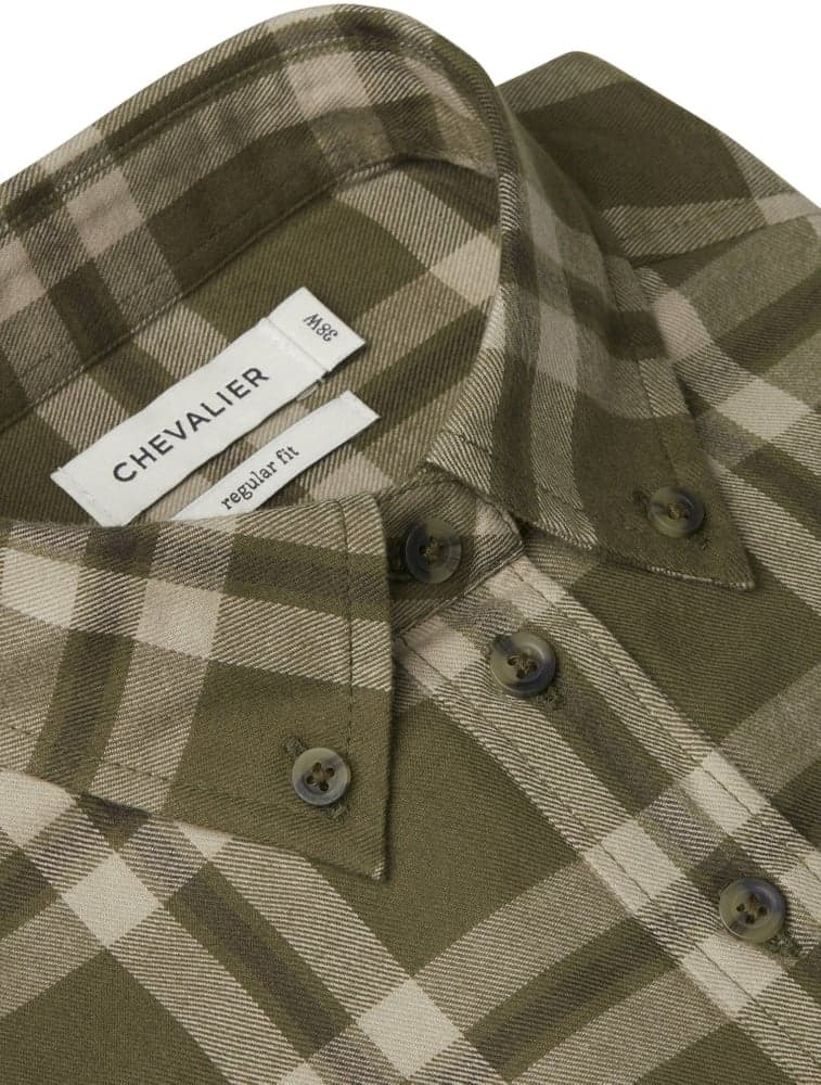 Teal Light Flannel Shirt naisten flanellipaita, Olive Green Checked, view: 1