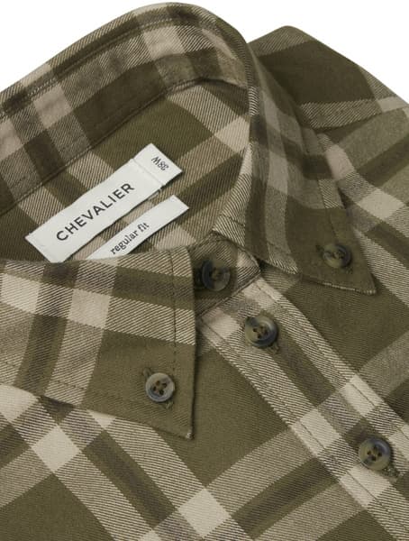 Teal Light Flannel Shirt naisten flanellipaita, Olive Green Checked, view: 1