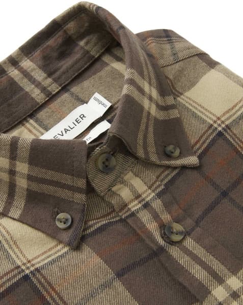 Heron Flannel Shirt paita, Soil Brown Checked, view: 2