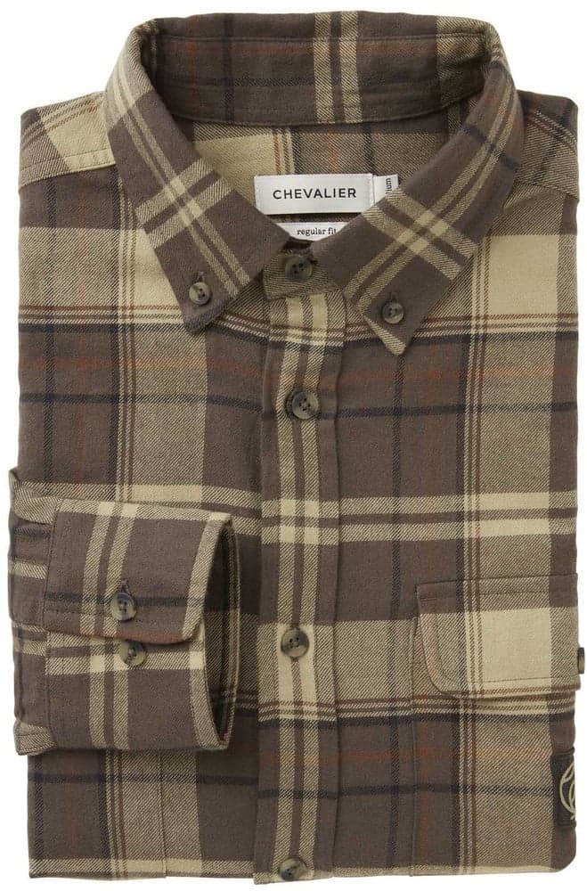 Heron Flannel Shirt paita, Soil Brown Checked, view: 1