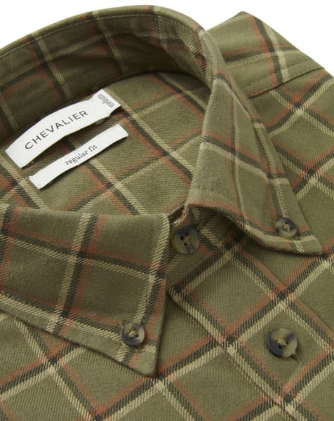 Heron Flannel Shirt paita, Field Green Checked, view: 2
