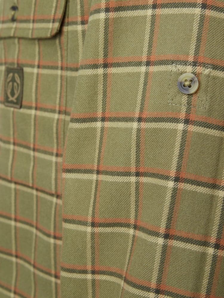 Heron Flannel Shirt paita, Field Green Checked, view: 4