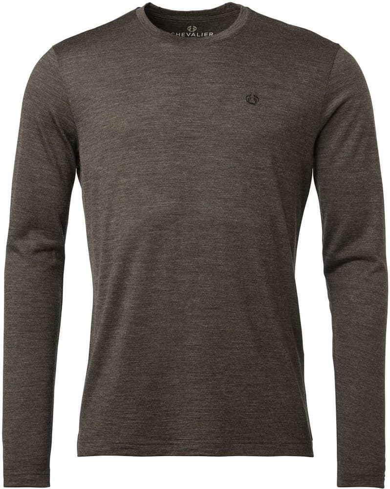 Coley Longsleeve Wool T-shirt paita, Leather Brown, view: 0