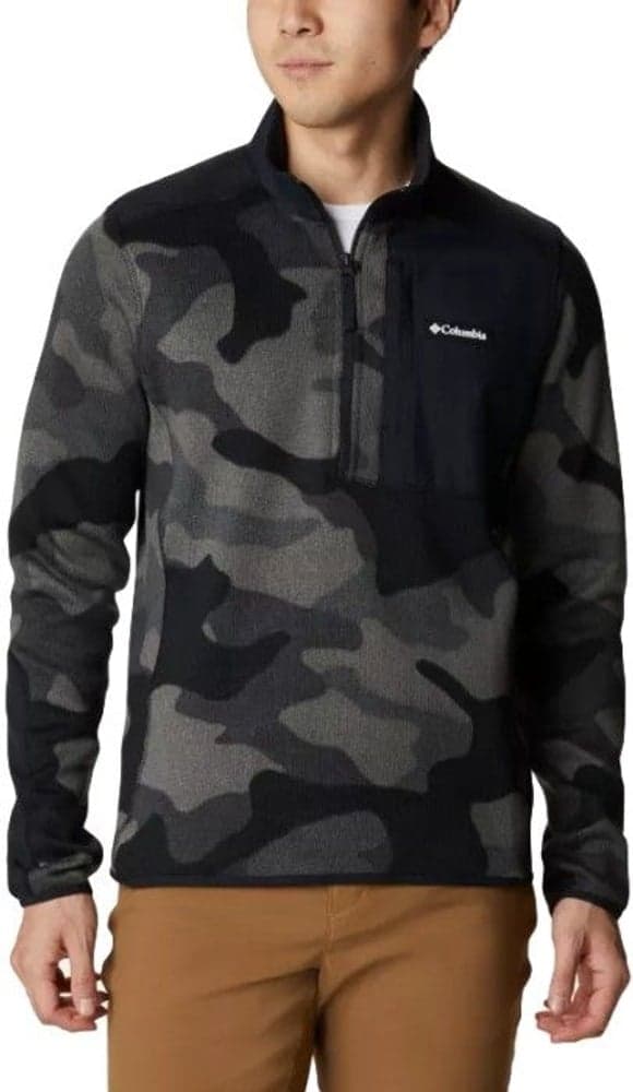 Sweater Weather Printed Half Zip fleecepusero, Black Mod Camo, view: 0