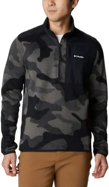 Sweater Weather Printed Half Zip fleecepusero, Black Mod Camo, view: 0