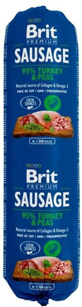 Brit Koiranmakkara Turkey & Peas 800 g, view: 0