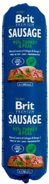 Brit Koiranmakkara Turkey & Peas 800 g, view: 0
