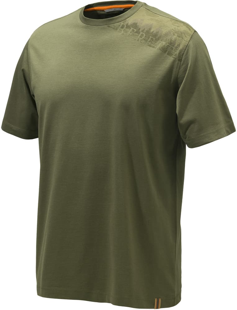 Pine Shoulder T-shirt puuvillainen t-paita, Dark Olive, view: 0