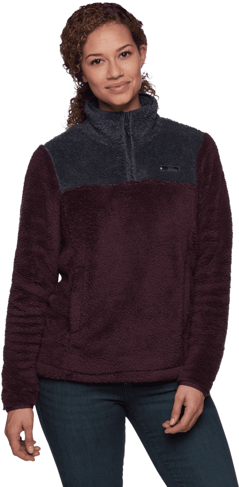 Roadie Qtr Zip Fleece naisten fleece, tumma viininpunainen/harmaa, view: 1