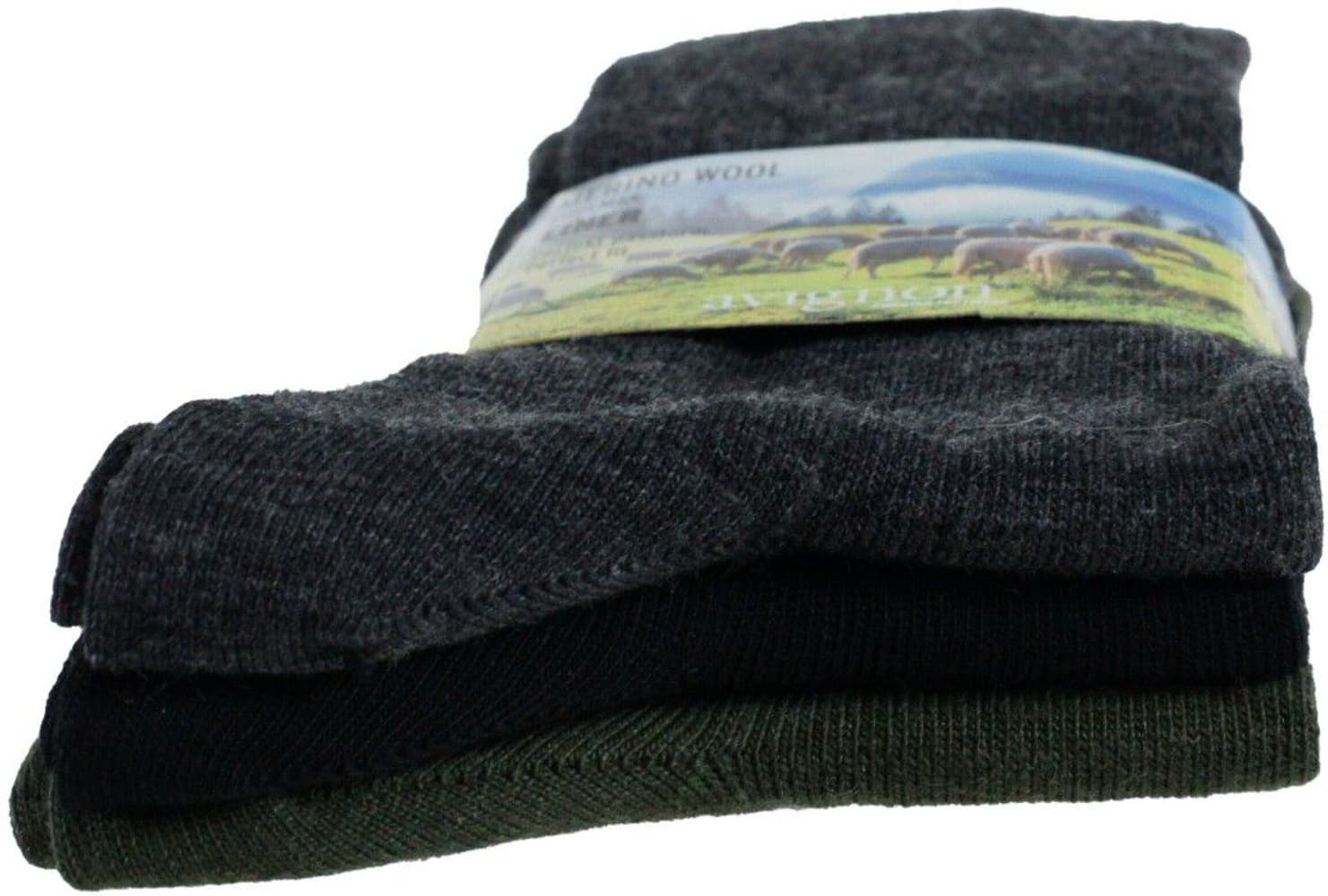 Liner Ull 3-pack Musta/Harmaa/Vihreä, view: 1