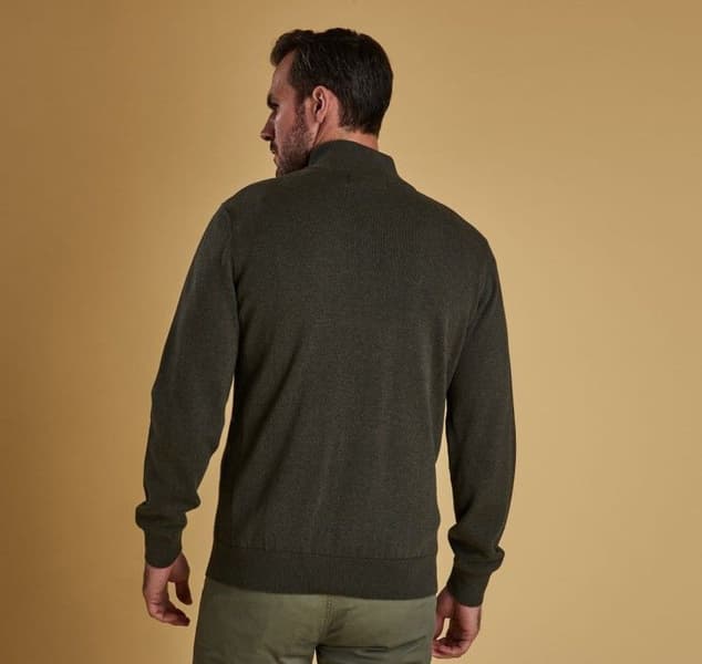 M's Cotton Half Zip Olive Marl, view: 2