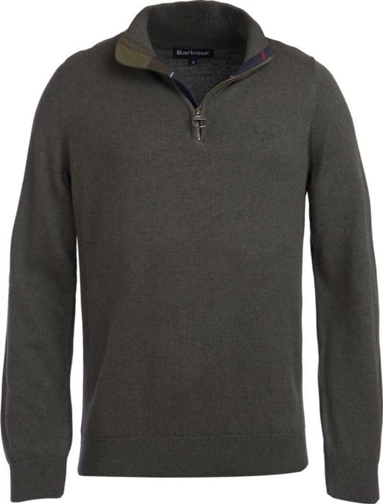 M's Cotton Half Zip Olive Marl, view: 0