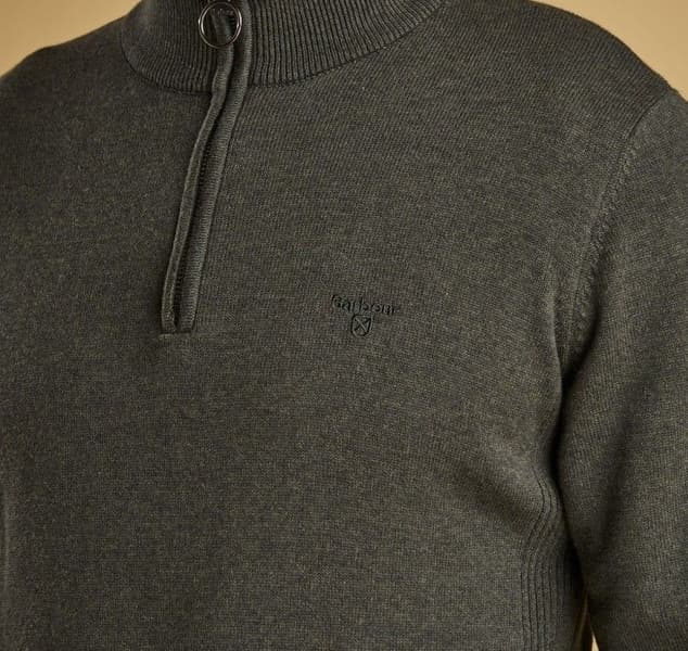 M's Cotton Half Zip Olive Marl, view: 4