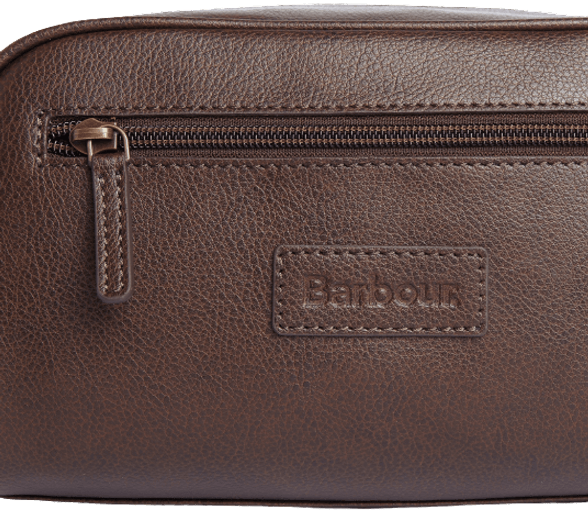 Leather Washbag toilettilaukku, tummanruskea, view: 3