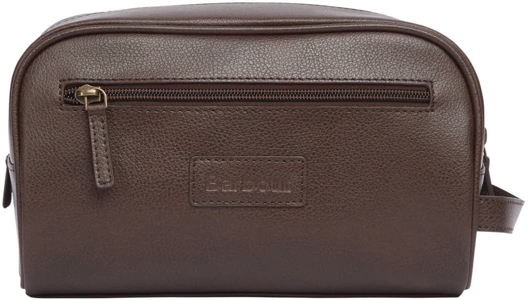 Leather Washbag toilettilaukku, tummanruskea, view: 0