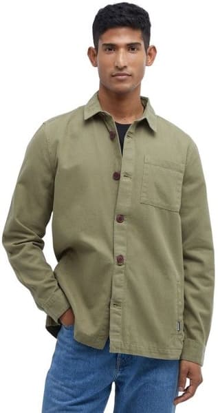 Washed Overshirt paita, Bleached Olive, view: 1