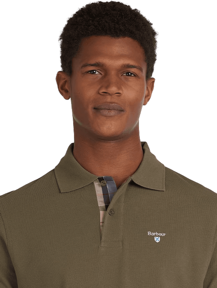 Tartan Pique Polo pikeepaita, Dark Olive/Classic, view: 3