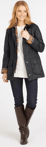 W's Beadnell Wax Jacket Navy, view: 6