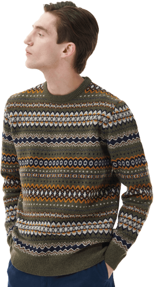 Case Fair Isle Crew villapusero, Willow Green, view: 2