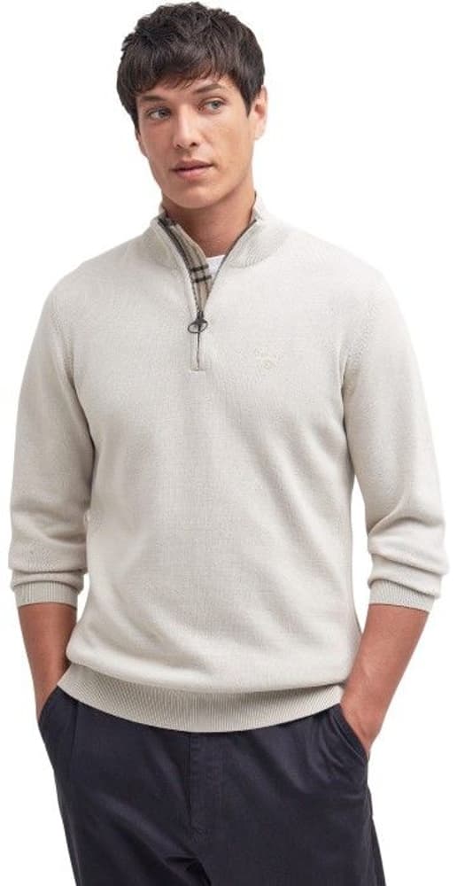 Cotton Half Zip Knitted Jumper neulepaita, Mist, view: 1