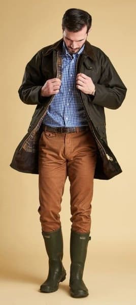 M's Classic Northumbria Wax Jacket Dark Olive Check, view: 1